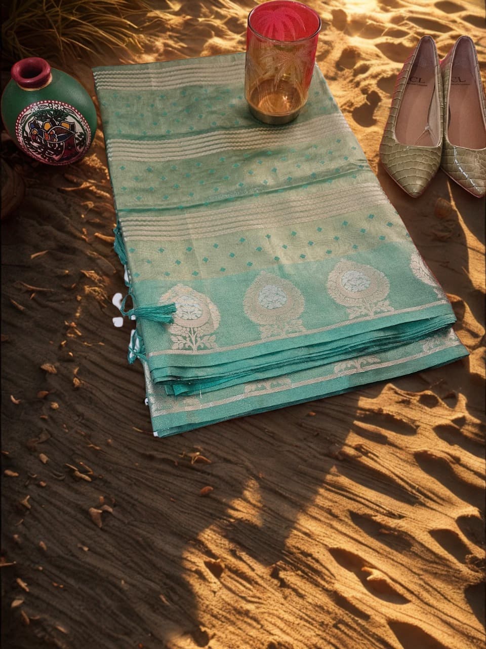 Elegant Silk Blend Saree with Zari Border – Festive & Wedding Wear