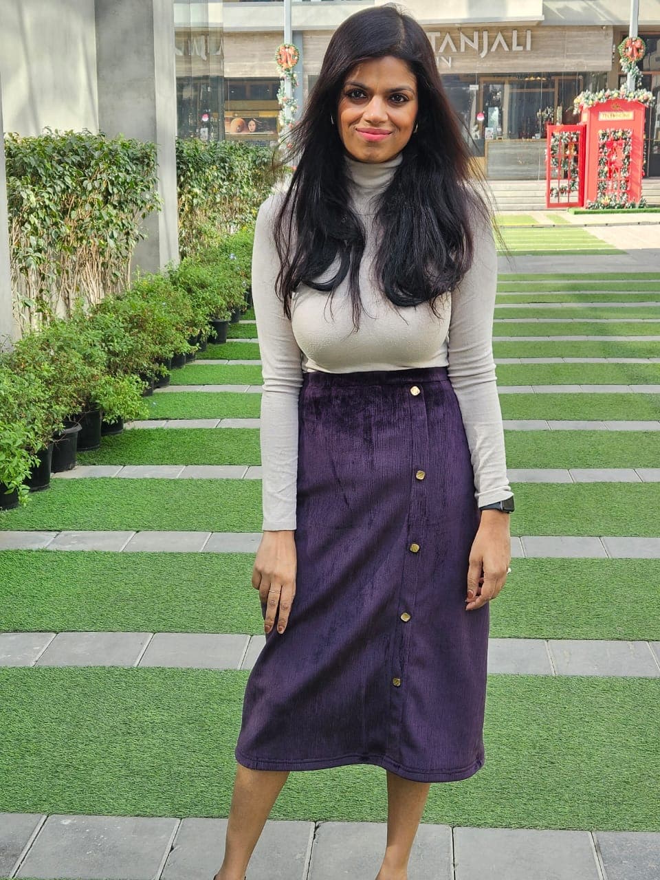 Women High Waist Button Skirt | Winter Corduroy Long Skirt