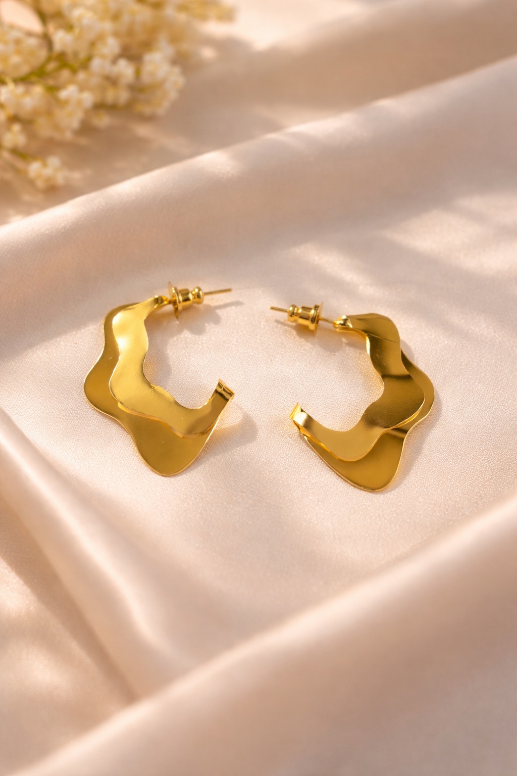 Mora Mora Sculpted Gold Wave Hoop Earrings