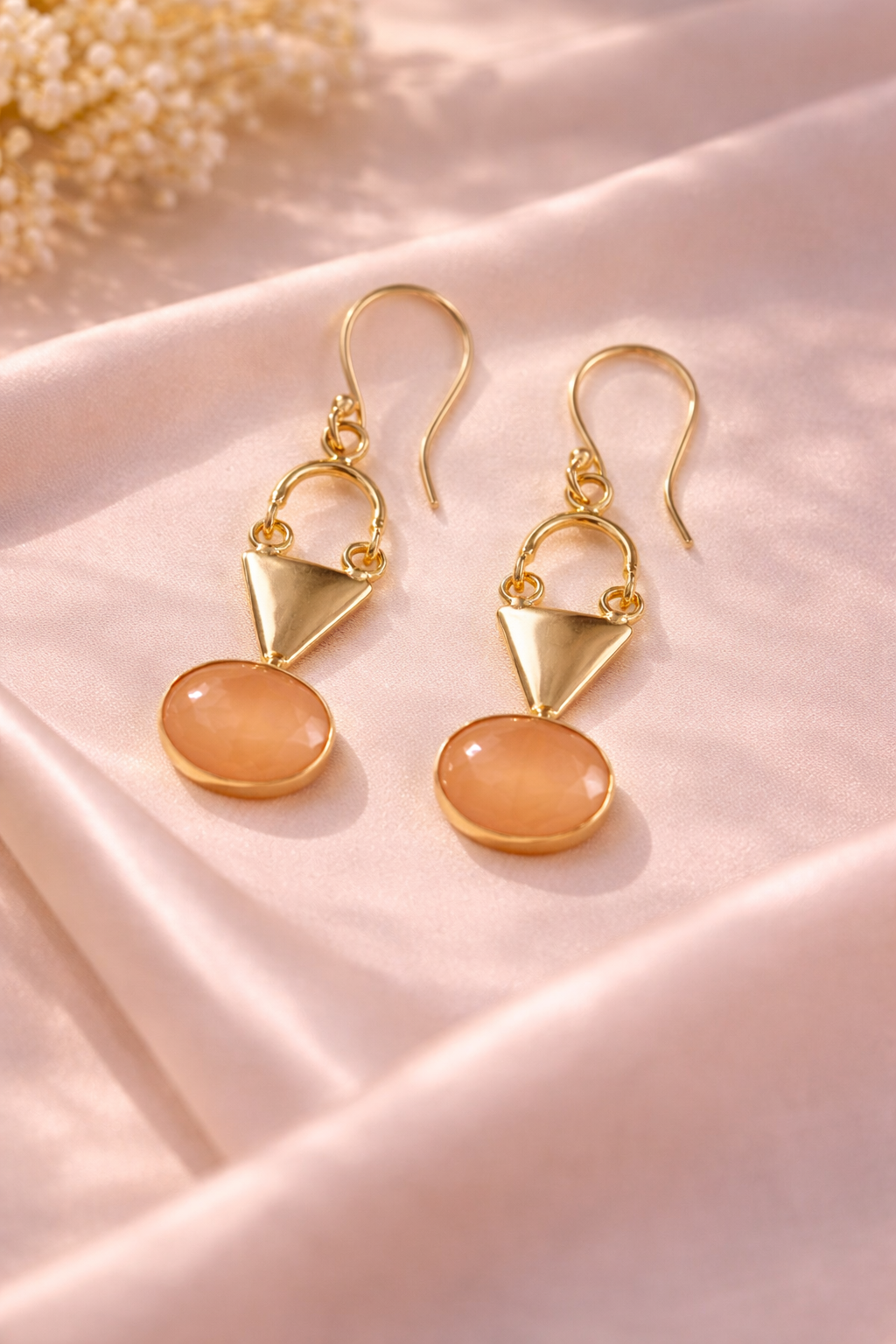 Mora Mora Peach Glow Geometric Drop Earrings