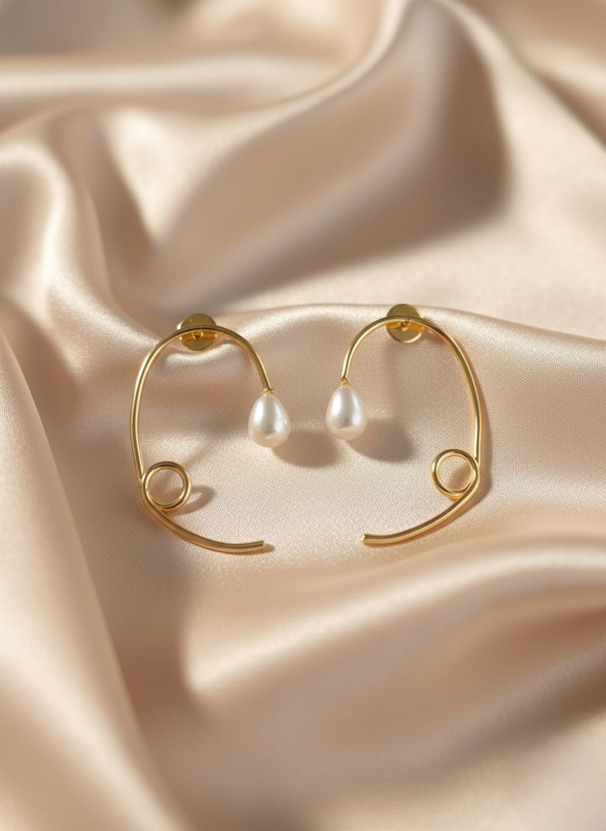 Mora Mora Pearl Curve Designer Earrings