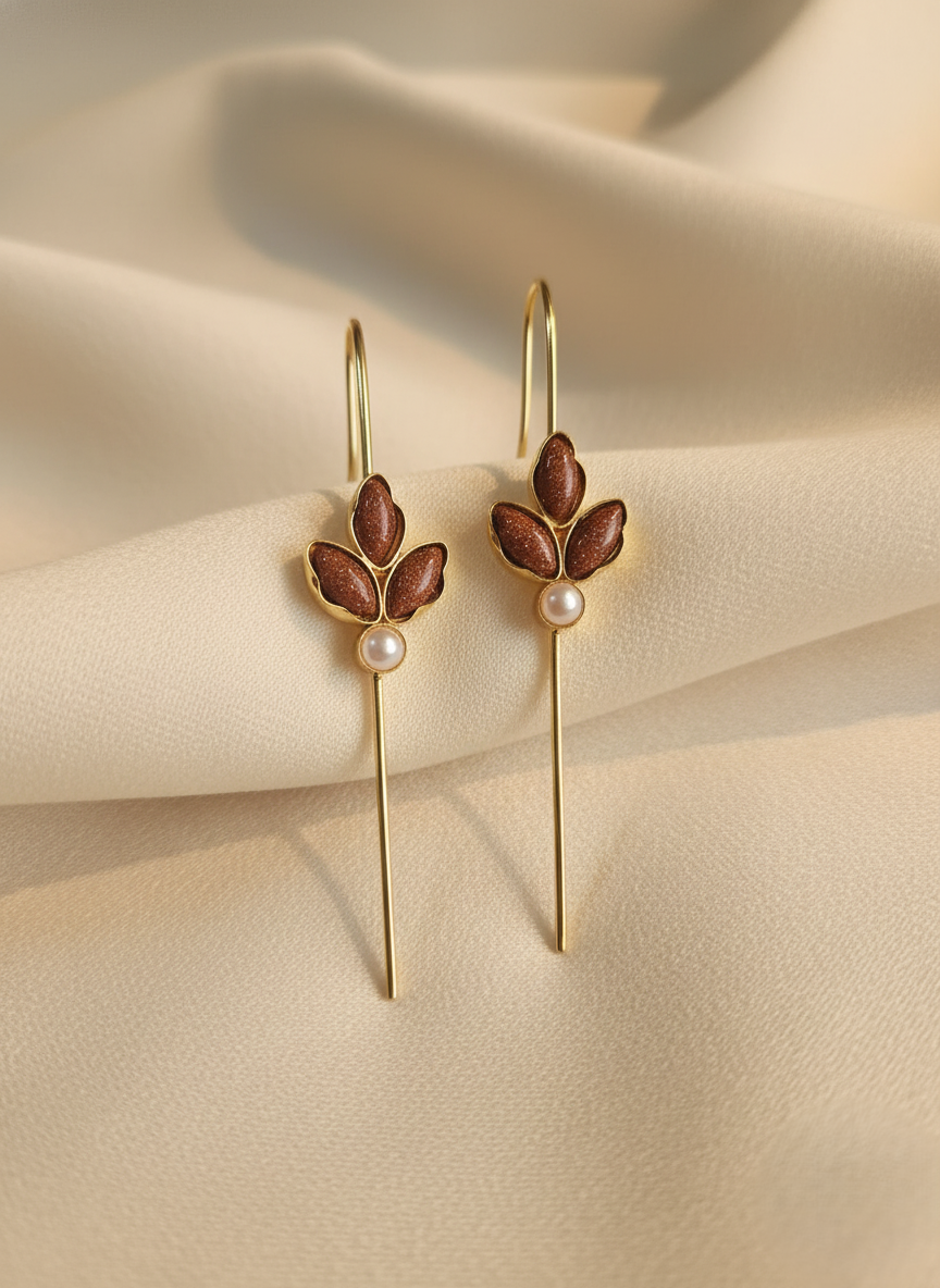 Mora Mora Floral Pearl Long Drop Earrings