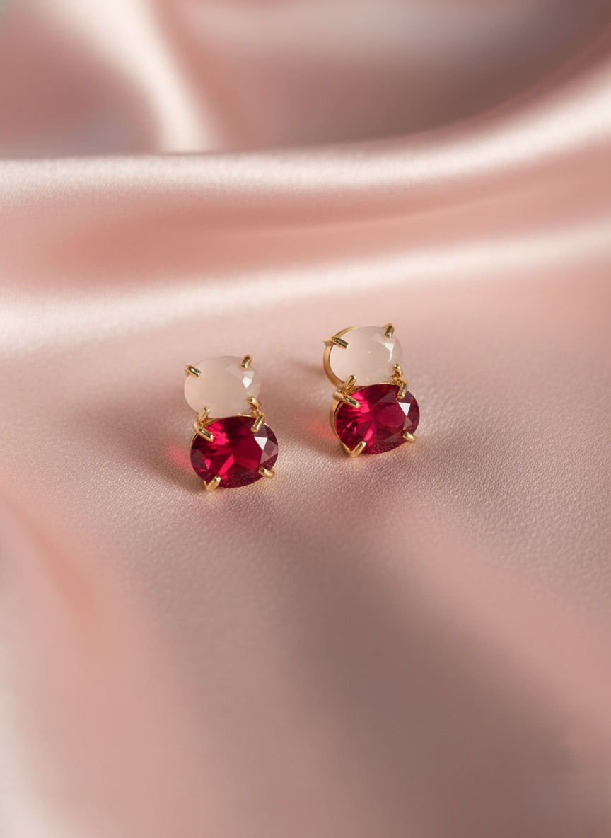 Mora Mora Ruby Pearl Duo Stud Earrings